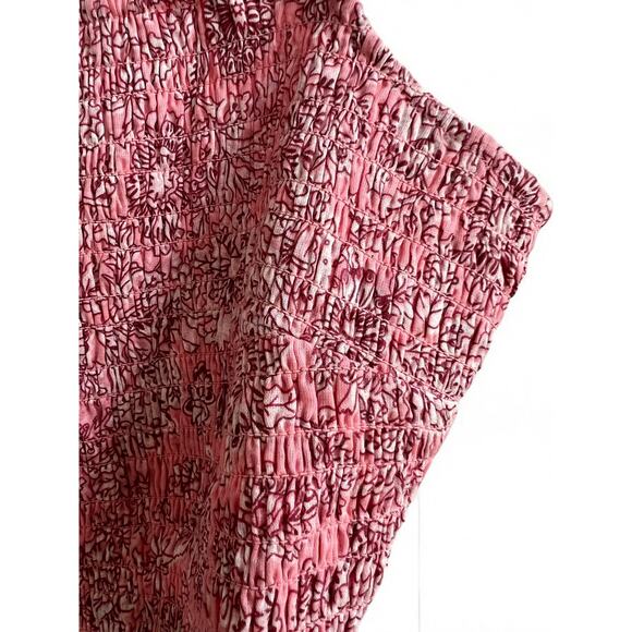 House of Harlow Pink Paisley Crop Top Smocked Stretch Tie Back size Small - Picture 6 of 12